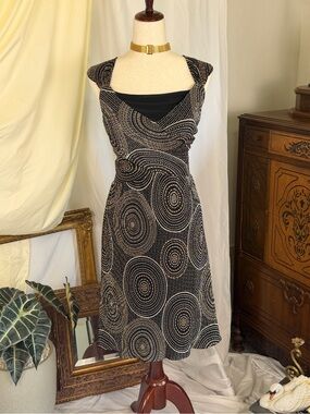 Vintage Evan Picone geometric mid-length dress 90s glam designer chic prom